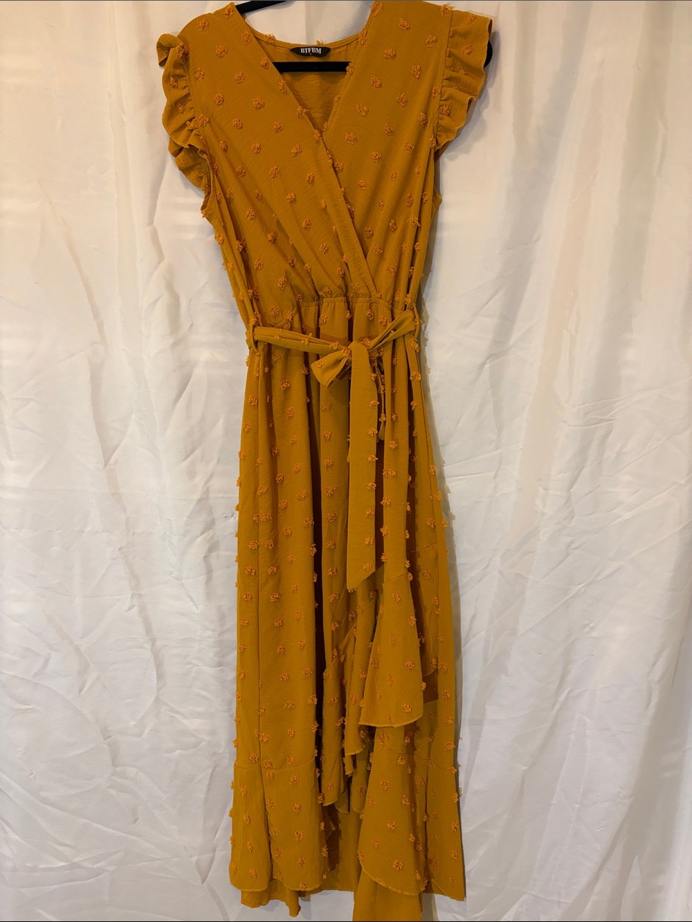 Mustard Wrap Maxi Dress with Tie Waist